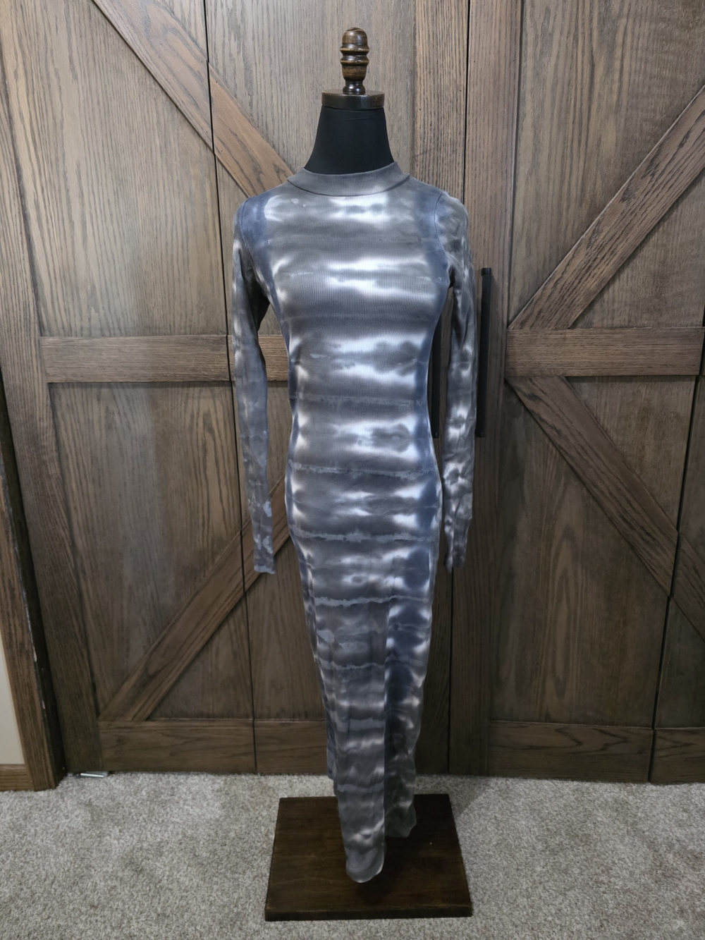 Young Fabulous & Broke Gray Tie-Dye Maxi Bodycon Dress